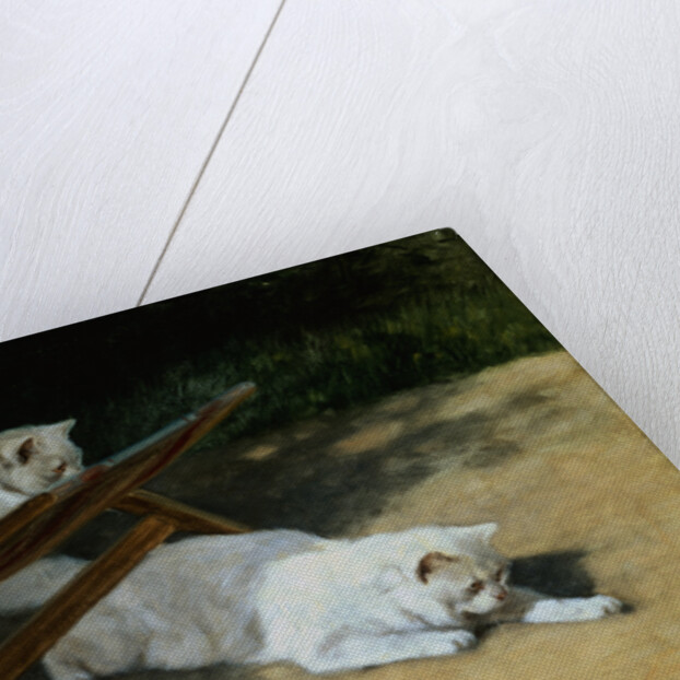 Painting of Two White Persian Cats With a Ladybug by Arthur Heyer
