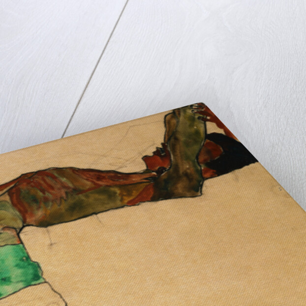 Reclining Male Nude with Green Clothes (Self Portrait) by Egon Schiele
