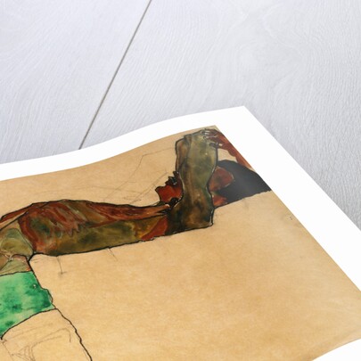 Reclining Male Nude with Green Clothes (Self Portrait) by Egon Schiele