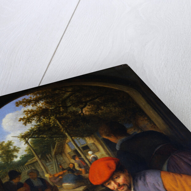 Painting of Peasants in the Courtyard of a Country Tavern by Adriaen Jansz van Ostade
