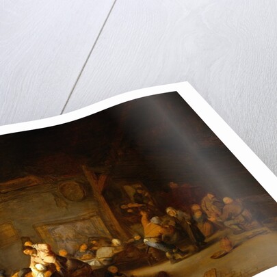Painting of a Barn Interior With Boors Carousing at a Wedding by Adriaen Jansz van Ostade