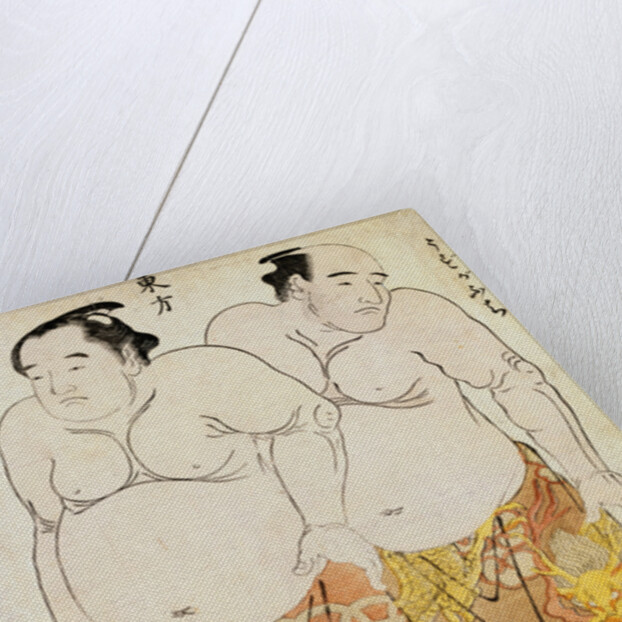 Full-Length Portraits of Wrestlers from the Eastern Group, Uzugafuchi on the Right and Onogawa on the Left by Shunsho