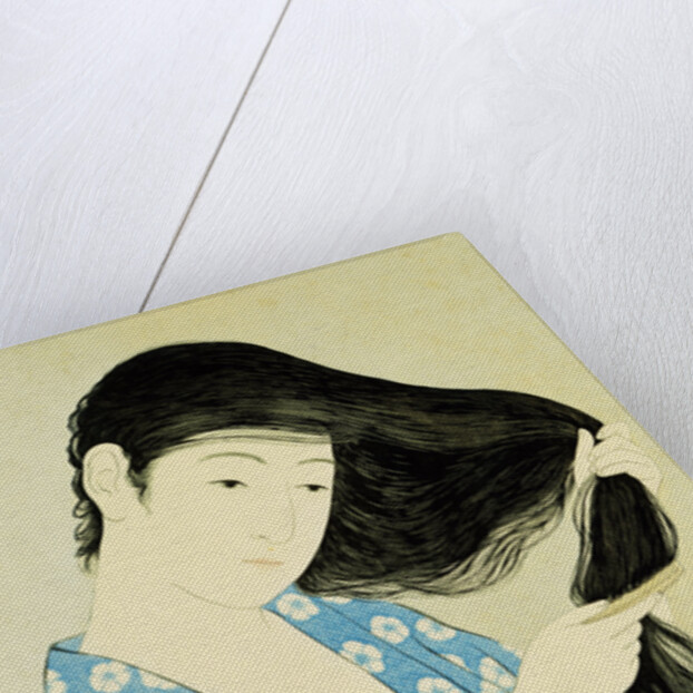 A Half-Length Portrait of a Beauty Combing Her Hair by Goyo