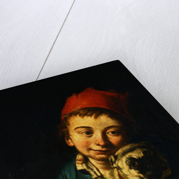 A Boy Holding a Pug by Giacomo Antonio Ceruti