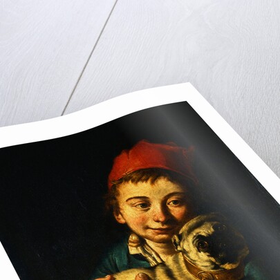 A Boy Holding a Pug by Giacomo Antonio Ceruti