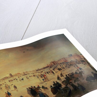 Different Kinds of People on Frozen Floodwaters by Hendrick Avercamp