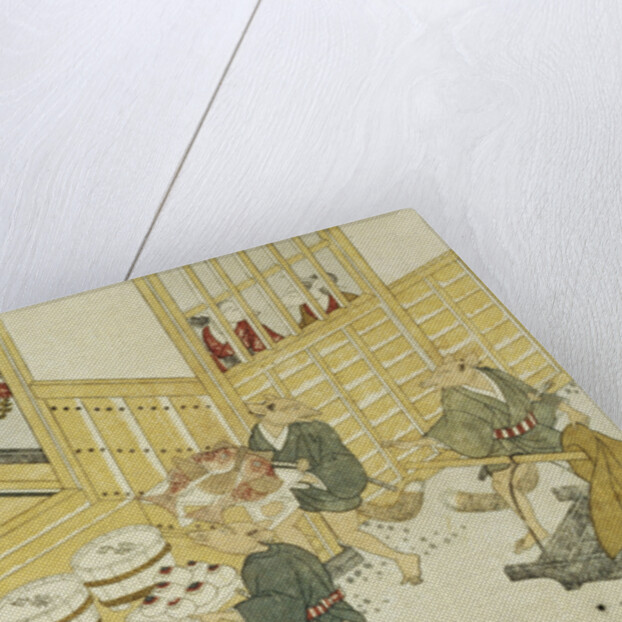 Print Depicting Figures Bringing Food by Minko and His Circle