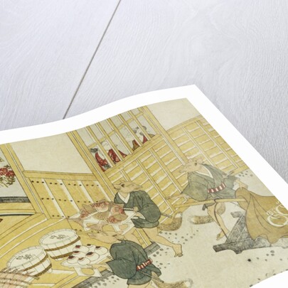 Print Depicting Figures Bringing Food by Minko and His Circle