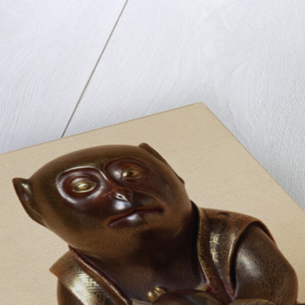 Gold Lacquered Oikimono of a Macaque Monkey by Anonymous