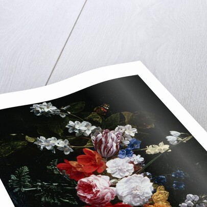 A Swag of Pink and White Roses by Nicolaes van Veerendael