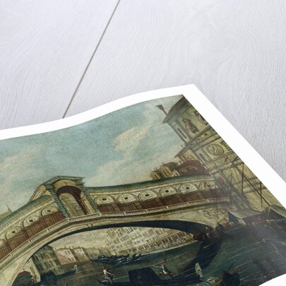 The Rialto Bridge, Venice, from the North by School of Luca Carlevariis