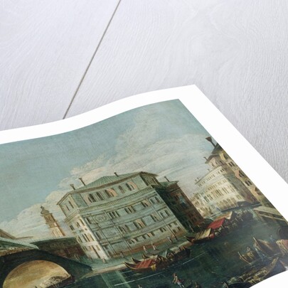The Rialto Bridge, Venice, from the Southwest by School of Luca Carlevariis