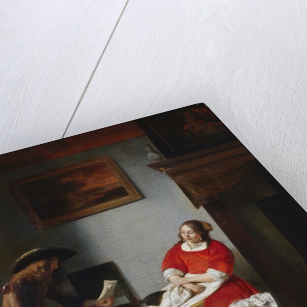 A Gentleman Reading a Letter to His Wife (?) in an Interior by Pieter de Hooch