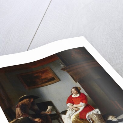 A Gentleman Reading a Letter to His Wife (?) in an Interior by Pieter de Hooch