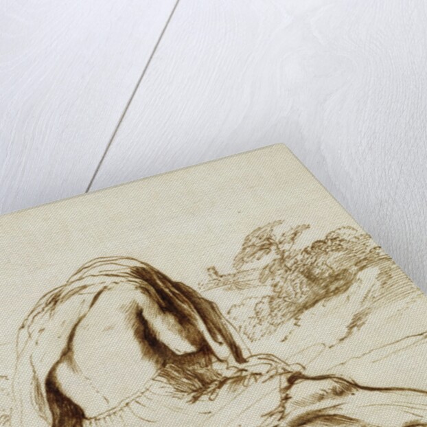 Ink Drawing of a Male Bather by Guercino