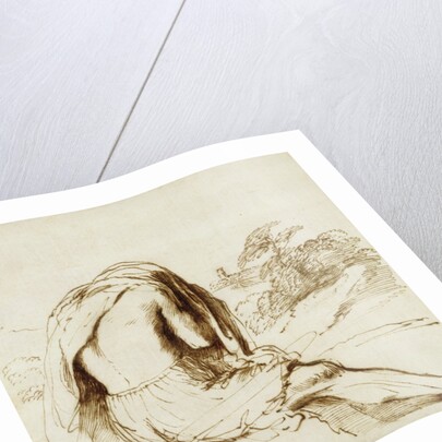 Ink Drawing of a Male Bather by Guercino