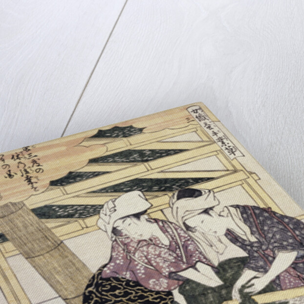 Silkworm Culture by Women Featuring Two Women Transferring Silkworm Eggs by Hitsu Utamaro