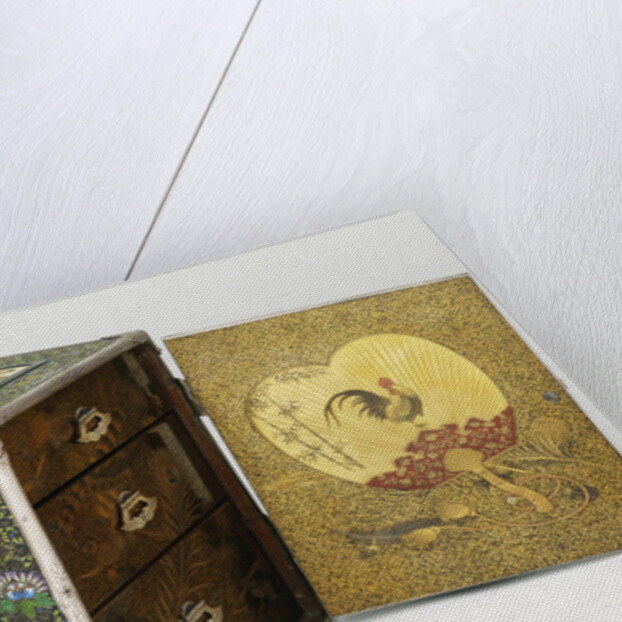 A Silver Kodansu, the Sides with Four Shibayama Panels Depicting Household Ornaments by Masayuki