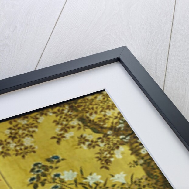 Japanese Screen with Trees and Flowering Plants by Anonymous