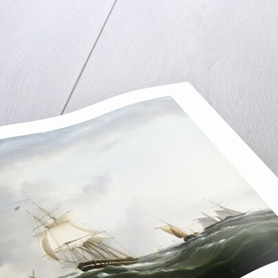 Painting of a Frigate, a Paddlesteamer, and a Dutch Smallcraft in the Downs by Henry Moses