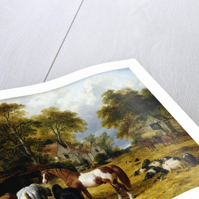 Horses, Cattle, Pigs and Chickens in a Farmyard by John Frederick Herring