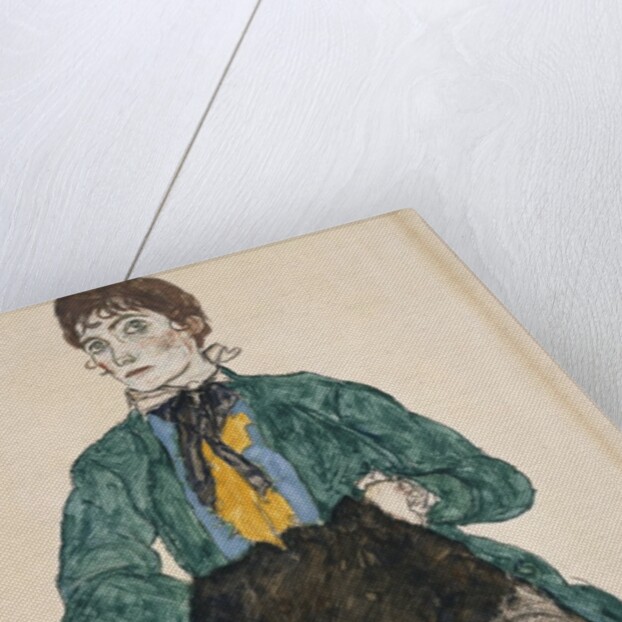 Woman in a Green Blouse with a Muff by Egon Schiele