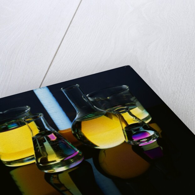 Laboratory Flasks and Beakers Filled with Liquid by Anonymous