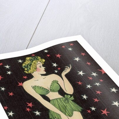 Drawing of Woman in Green Outfit by Anonymous