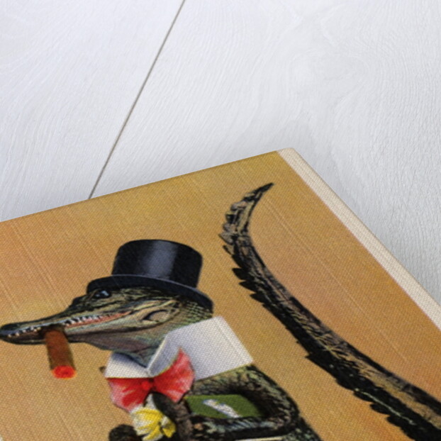 Postcard of Alligator in Top Hat and Bow Tie by Anonymous