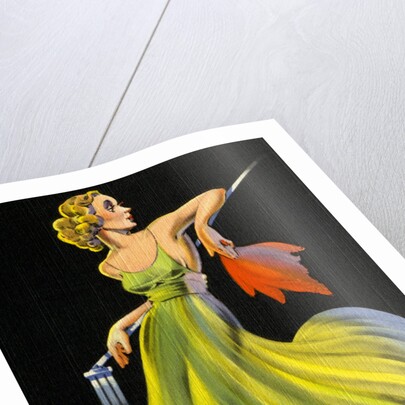 Woman Posing in Green Dress by Anonymous