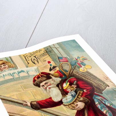 Postcard of Santa Claus Carrying Toys by Anonymous