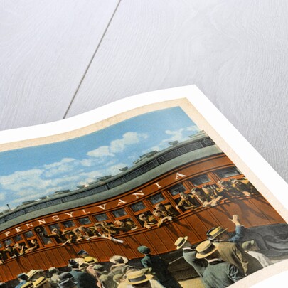 Postcard of Troops Waving from Passing Train by Anonymous