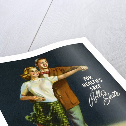 For Health's Sake, Roller Skate Postcard by Anonymous