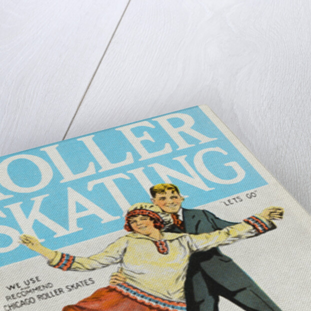 Postcard of Couple Roller Skating by Anonymous