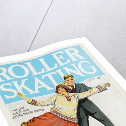 Postcard of Couple Roller Skating by Anonymous