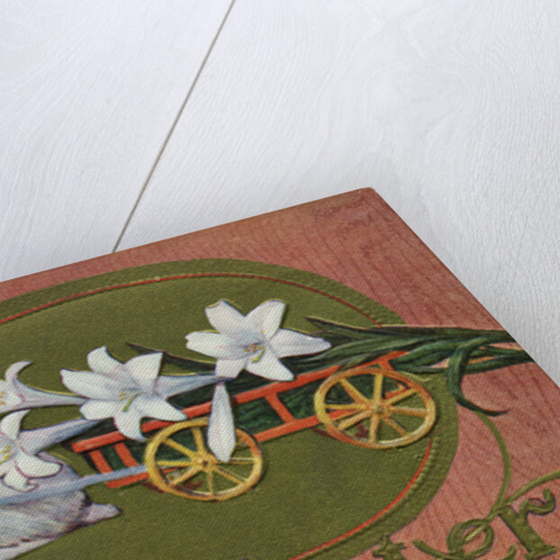 A Happy Easter Postcard with a Rabbit Pulling Lilies by Anonymous