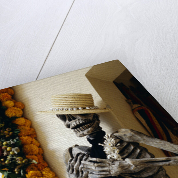 Day of the Dead Skeleton and Flowers by Anonymous