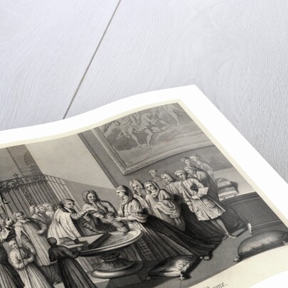 Engraving of a Roman Catholic Baptism by Anonymous