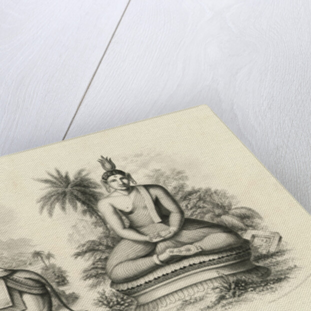 Engraving of Indra and Gautama Buddha by Anonymous