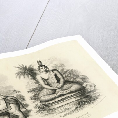 Engraving of Indra and Gautama Buddha by Anonymous