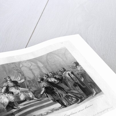 Saint Louis Mediating Between the King of England and His Barons Engraving by Jean-Mathias Fontaine