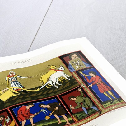 Book Illustration of People at Work in the 11th-Century by Anonymous