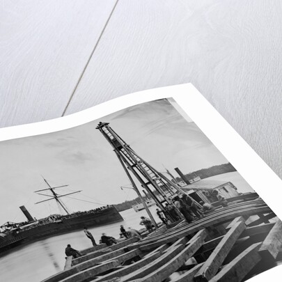 Sidewheeler Cruising Past a Pier by Anonymous