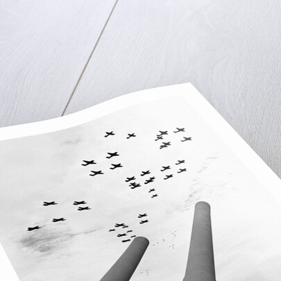 U.S. Aircraft Fly Over the Guns of the U.S.S. Missouri by Anonymous