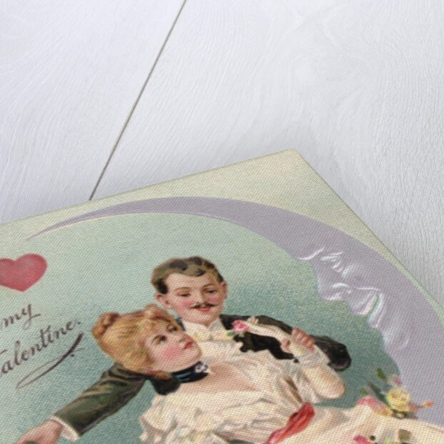 To My Valentine Postcard with Couple on Cresent Moon by Anonymous