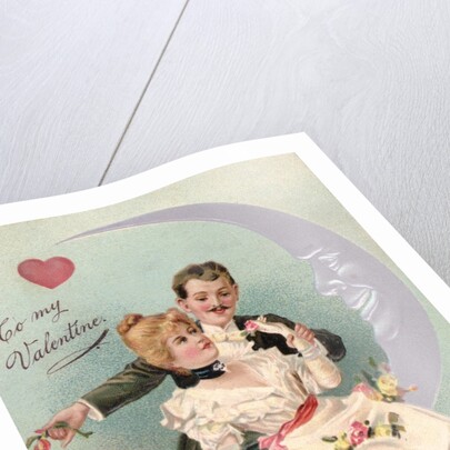 To My Valentine Postcard with Couple on Cresent Moon by Anonymous