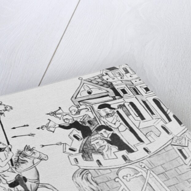 14th-Century Miniature Painting of Mongols at Gates of Liegnitz in 1241 by Anonymous