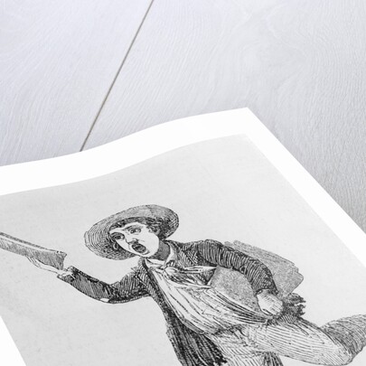 Woodcut of Newsboy Selling Papers by Anonymous