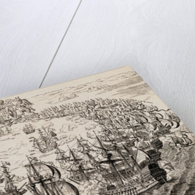 Print Depicting English and Spanish Fleets Fighting near the Isle of Wight by Anonymous