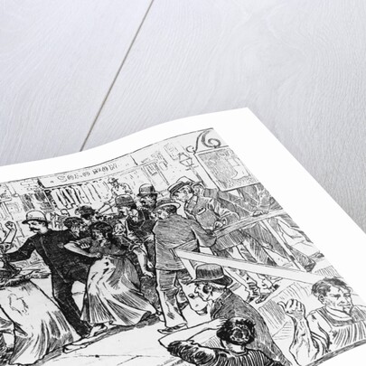 Woodcut Depicting Brawl in Baxter Street by Anonymous
